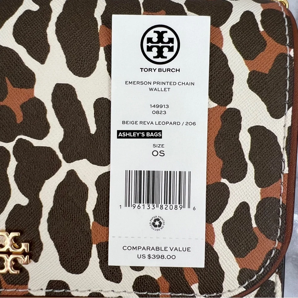 Tory Burch Emerson Printed Chain Wallet Crossbody In Leopard Print